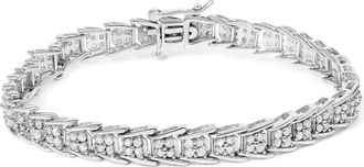 House of Brilliance 10k White Gold 2 cttw Diamond Fan-Shaped Link Tennis Bracelet