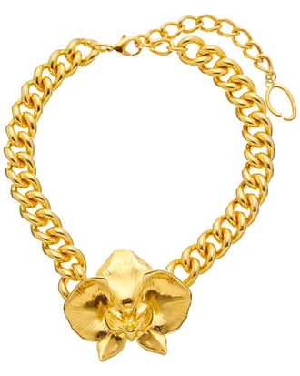 Oscar De La Renta Orchid Cuban Link Necklace