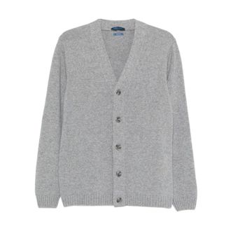Daniele Fiesoli Truien & Vesten, Heren, Grijs, M, Wol, V-Neck Cardigan