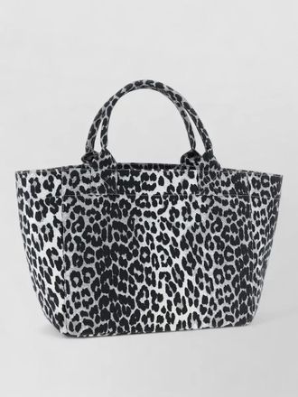Ganni animal print medium tote bag top handles