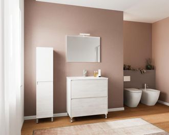 OEM Mueble De Ba&ntilde;o Moderno De Suelo Con Patas Lavabo 80cm Espejo Lisboa 80 - Blanco