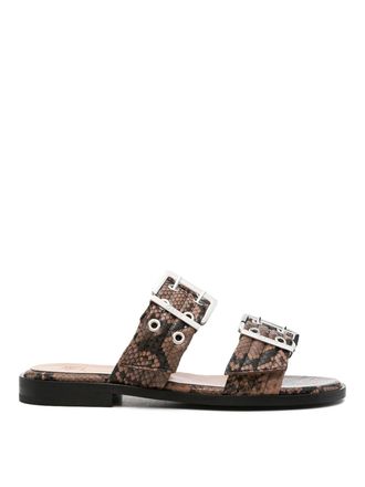 Ganni Feminine Buckle Two-Strap Sandals