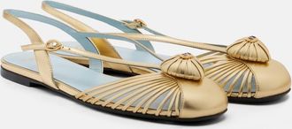 Valentino Garavani Coeur Royal metallic leather slingback flats