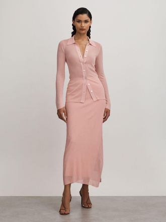 Anna Quan Semi Sheer Knitted Top, Pink, 12