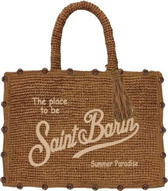 MC2 Saint Barth Tassen, Dames, Bruin, ONE Size, Leer, Vanity Raffia Bag