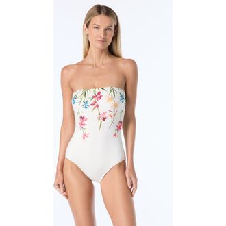 Vince Camuto Bandeau One-Piece Swimsuit in Ivory at Nordstrom, Size 12