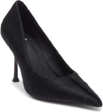 Jeffrey Campbell Genuine Calf Hair Pointed Toe Pump in Black Longhair at Nordstrom, Size 5.5