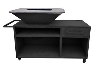 Purline Purline - Barbacoa Grande Con Mueble Y Plancha Acero Negro