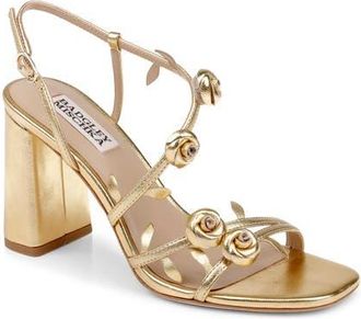 Badgley Mischka Orsola Block Heel Sandal in Gold Metallic at Nordstrom, Size 9.5