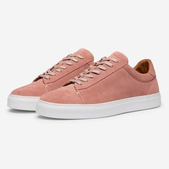 Oliver Sweeney Mens Perforated Calf Suede Cupsole Trainers - Pink - Size UK 9.5