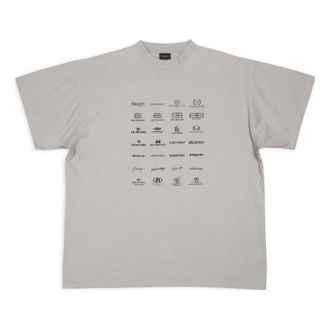 Balenciaga Archives Logos T-Shirt Oversized Light Grey 712398TNVQ71342