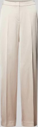 Comma Straight Leg Stoffhose mit elastischem Bund in Beige, Gr&ouml;&szlig;e 36