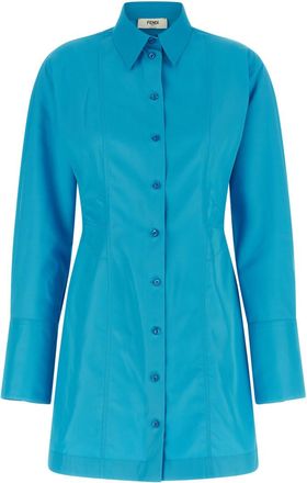 Fendi Light Blue Viscose Techno Dress