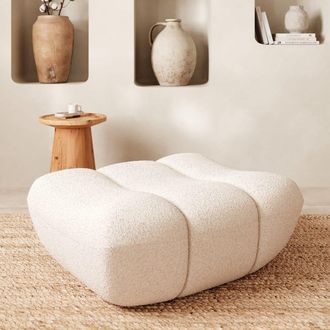 Rendez-Vous D&eacute;co Pouf reposapie en tejido de bucles blanco
