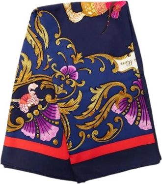 Herm&egrave;s Pre-owned Cheval Turc Zijden Sjaal - Dames - Vintage Accessoires - Blauw - ONE Size - Vintage