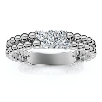 Pompeii3 Two Row Beaded Diamond Stackable Ring 14k Gold or Platinum Lab Grown