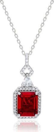 Suzy Levian Colorful Cubic Zirconia Pendant Necklace in Red at Nordstrom Rack