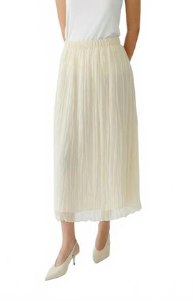 Oui Pleated Midi Skirt In Whitecap
