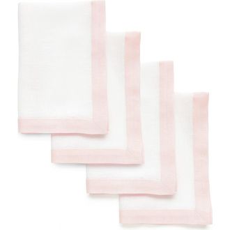 Solino Home Linen Dinner Napkins - Classic, 20 x 20 in Blush Pink And White at Nordstrom, Size Large