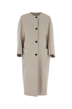 Max Mara Beige Buttoned Long-sleeved Coat