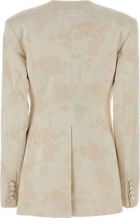 Ganni Womens Jacquard Blazer White Cotton Viscose Blazers