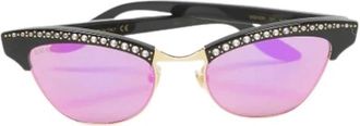 Gucci Pre-owned Glazen Zonnebril - Dames - Vintage Accessoires - Paars - ONE Size - Leer - Vintage