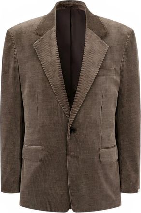 Man On The Boon. notched-lapel corduroy blazer - men - Cotton/Wool/Polyurethane - 46 - Brown