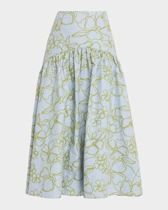 Cinq &agrave; Sept Zoanne Floral Embroidered Midi Skirt