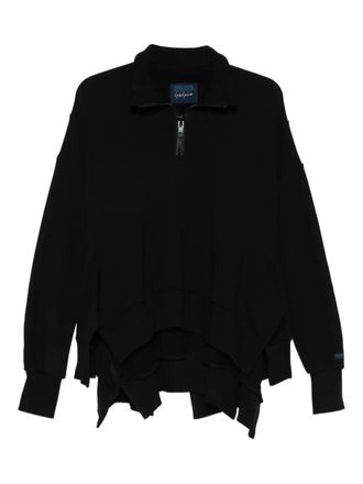 Yohji Yamamoto half-zip asymmetric sweatshirt - women - Cotton/Cellulose - 2 - Black