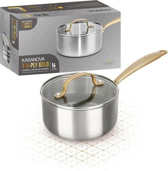 KASANOVA Casseruola 16 cm triplo strato Tri Ply - Gold con coperchio