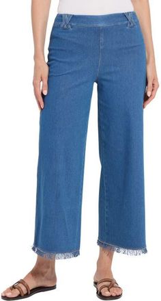 Lyss&eacute; Liloh High Waist Ankle Wide Leg Denim Pants in Mid Wash at Nordstrom, Size X-Large