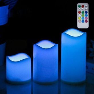 OEM Juego De 3 Velas Led Sin Llama Con Mando A Distancia - Para Uso Interior/exterior - Cambio De Color