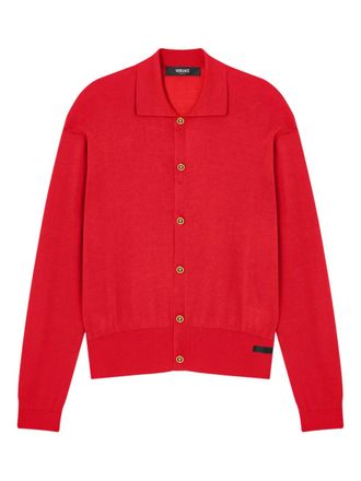 Versace silk polo cardigan - Red