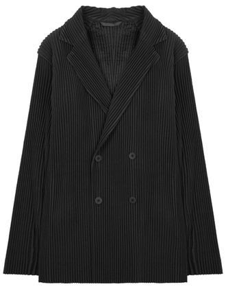 Homme Pliss&eacute; Issey Miyake Pleated Double-Breasted Jacket