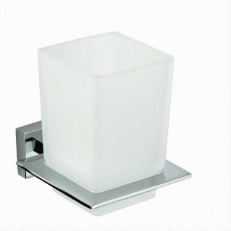 Trade Shop Trade Shop - Porta Spazzolini Dentifricio Con Bicchiere Vetro Parete Arredo Bagno Cubo 87213