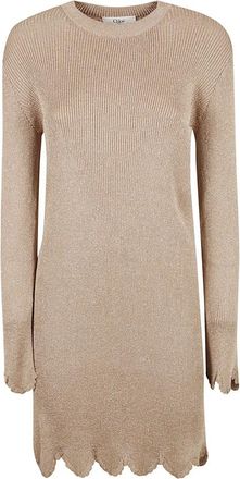 Chlo&eacute; Knitted Dresses, female, Beige, Size: XS Elegant Dresses for Women