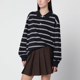 Dunst T-shirt a righe in jersey di cotone blu navy