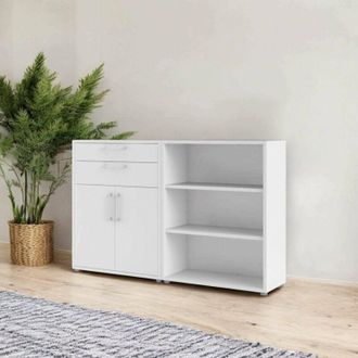 Dmora Dmora - Aparador Albinea, Buf&eacute; De Sal&oacute;n, Aparador De Sal&oacute;n, Despensa De Cocina, 178x40 H113 Cm, Blanco