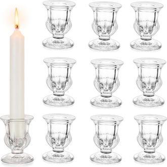 OEM Lot 10 Bougeoirs Verre Coniques Clairs Mariage No&euml;l &Eacute;v&eacute;nement D&eacute;coration