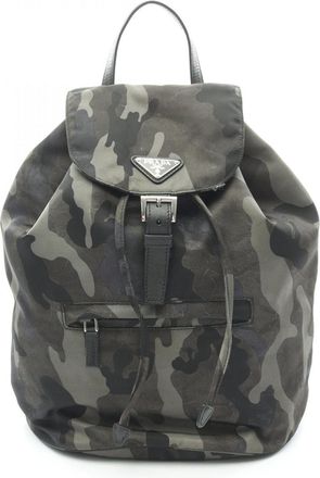 Prada Green Multi-Color Tessuto Saffiano Backpack (Pre-Owned)
