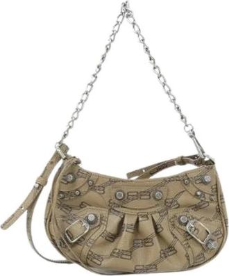 Balenciaga Pre-owned Le Cagole Mini BB Monogram Coated Canvas Shoulder Bag - Dames - Vintage Schoudertas - Beige - ONE Size - Vintage