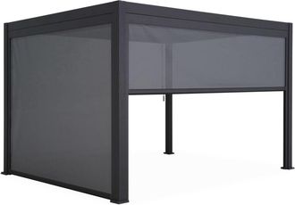 Sweeek P&eacute;rgola bioclim&aacute;tica 3x4m + 2 toldos verticales de 3m y 4m, antracita