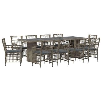 vidaXL Set Da Pranzo Per Esterni 11 Pz Grigio Polyrattan Vidaxl