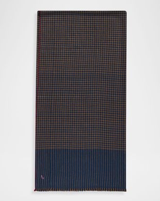 Anderson & Sheppard Men & apos;s Mini-Check Cashmere Scarf