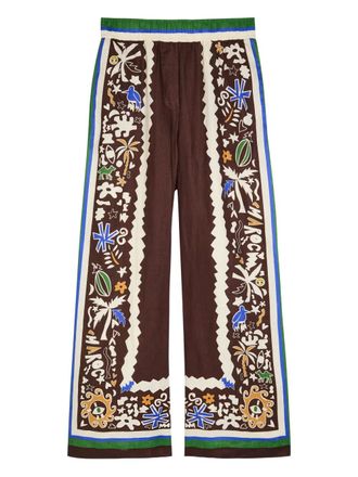 Alemais Maroc printed trousers - women - Linen/Flax - 10 - Brown