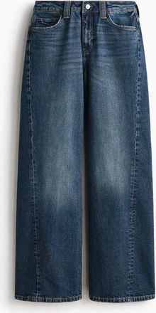 H&M Wide High Waist Jeans in Dark Denim Blue at Nordstrom, Size 12