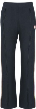 Casablanca Blue Decorative Line Cotton-Wool Straight-Leg Pants