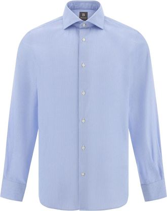 Boggi Milano Overhemden, Heren, Blauw, 6Xl, Gestreept Windsor Kraag Overhemd Regular Fit