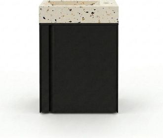 Saniclass Chaci Toiletmeubelset - 40x65cm - 1 deur - 1 kraangat - rechts - fontein terrazzo - mat zwart