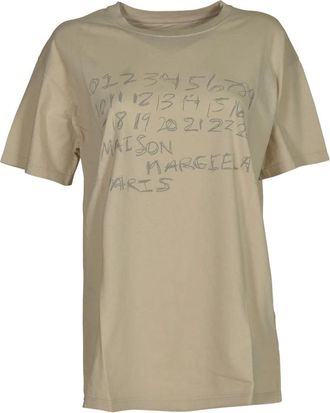 Maison Margiela Numeric Cotton T-shirt - Dames - T-shirts - Beige - XS - Katoen - Tops